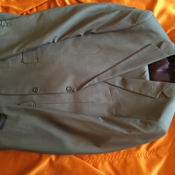 NEW MEN’S 2-PC. 100% WOOL SUIT LOVELY SAGE GREEN - Picture 6 of 8